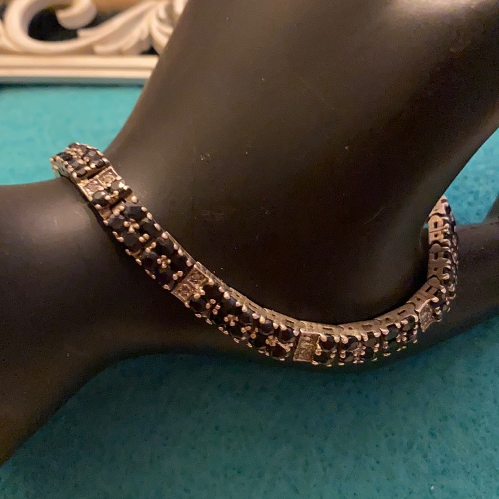 Sterling s sapphire real diamonds stone bracelet
